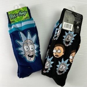 Rick & Morty 2-pack men’s socks size 6-12 Adult Swim Cartoon